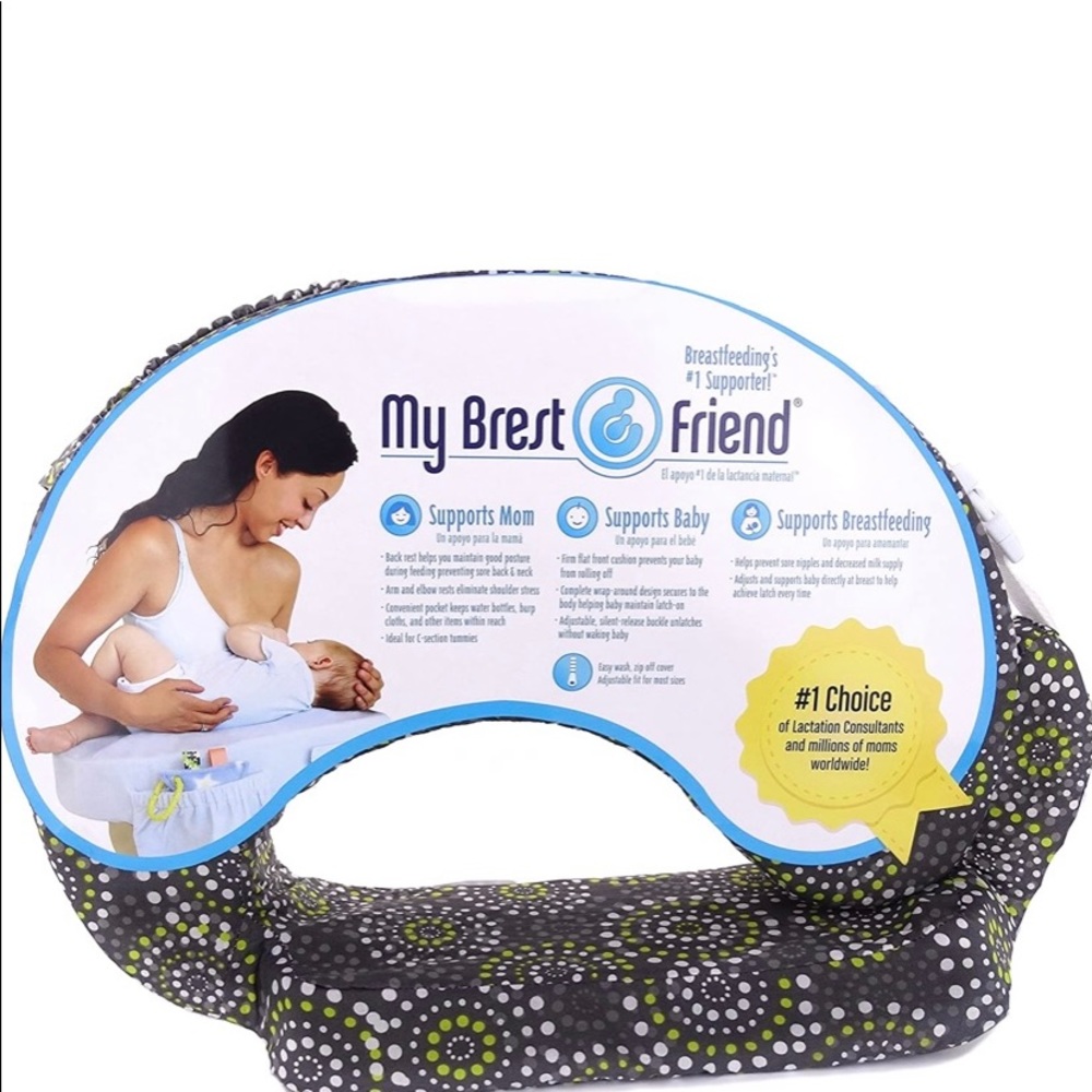 My Brest Friend Original Nursing Posture Pillow, Grey & Yellow Fireworks